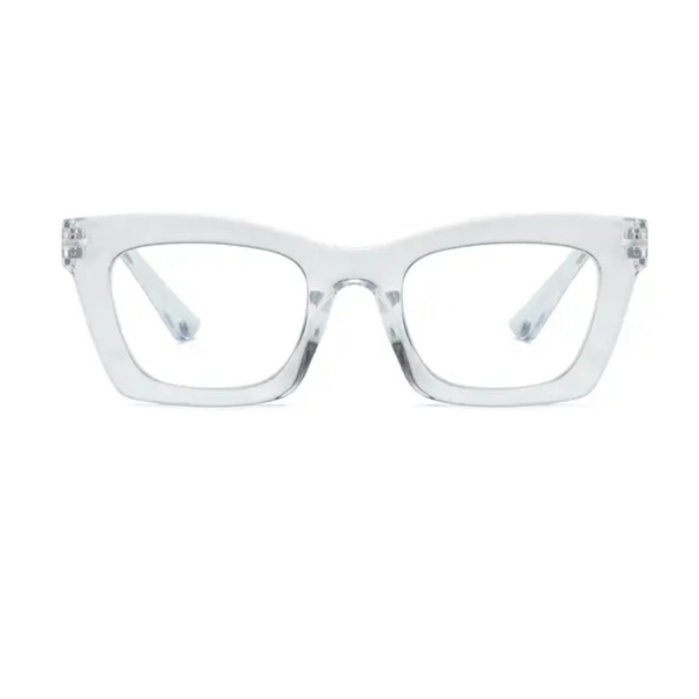 +4.00 Square reading glasses Oprah style Clear frame Blue light blocking readers - Picture 5 of 7